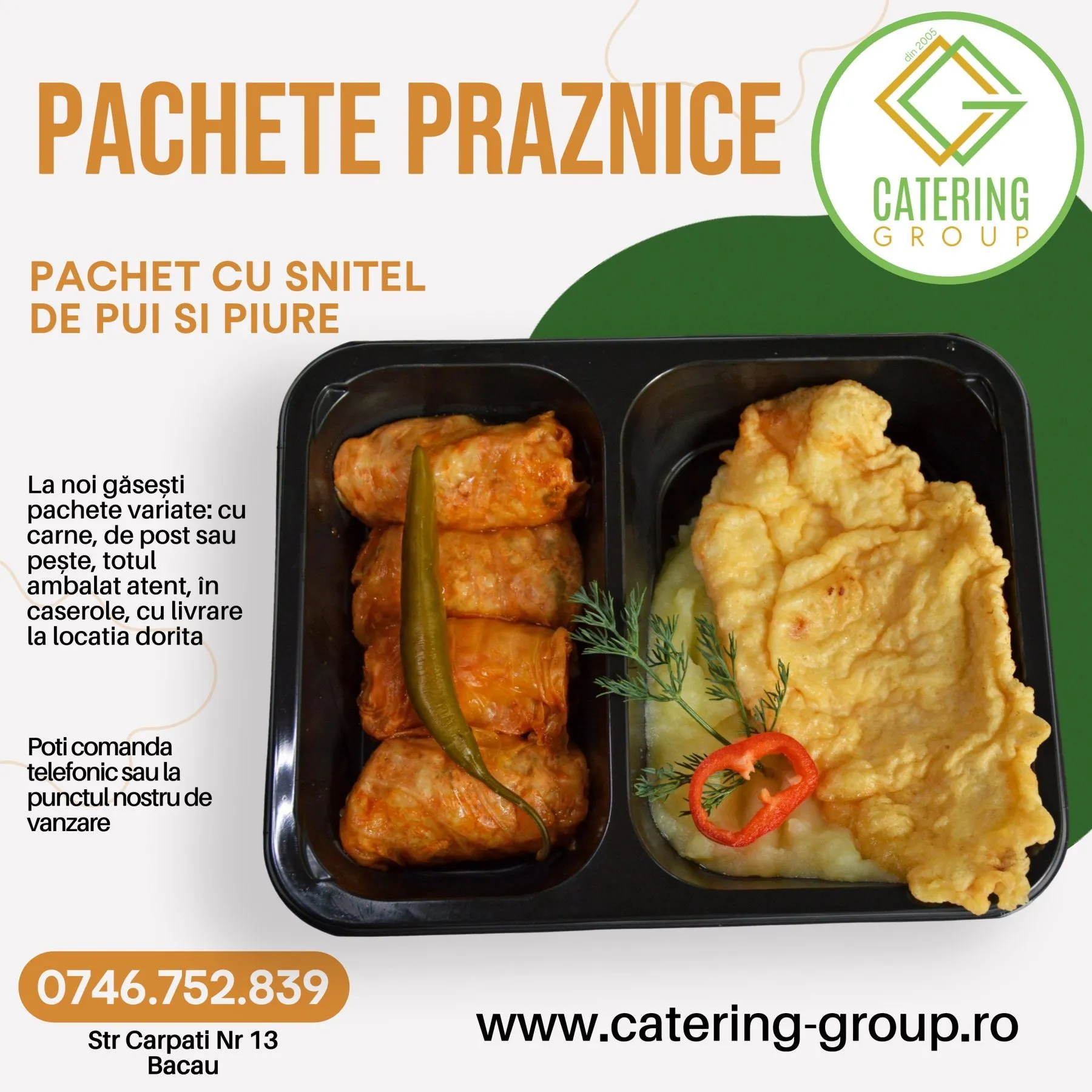 Pachet Praznic - Snitel de Pui cu Piure si Sarmale 1 Pachet Praznic - Snitel de Pui cu Piure si Sarmale
